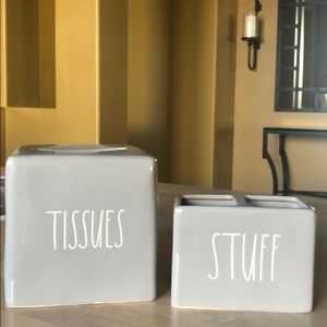 Authentic RAE DUNN gray tissues and stuff.